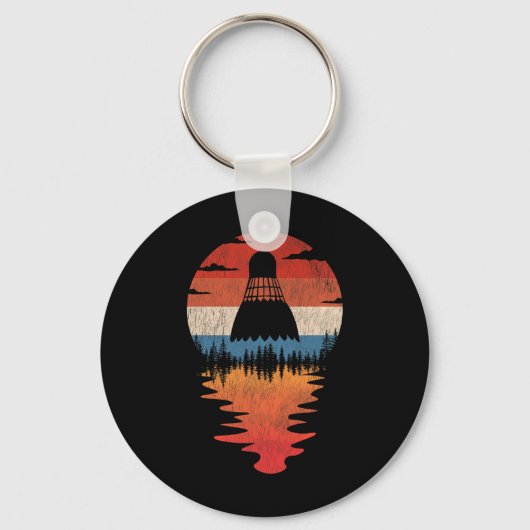 Cool Badminton Retro  Sunset Style Sleutelhanger (Voorkant)