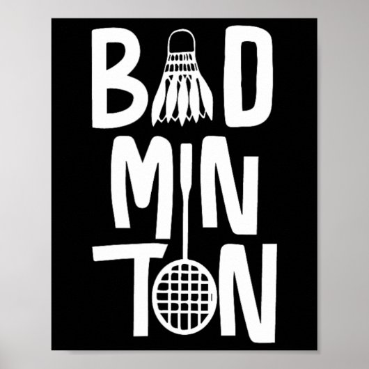 Cool Badminton Typografie met Badminton Shuttle & Poster (Voorkant)