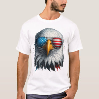 Cool Bald Eagle Amerikaanse zonnebril Patriottisch T-shirt
