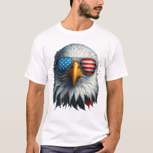 Cool Bald Eagle Amerikaanse zonnebril Patriottisch T-shirt (Voorkant)
