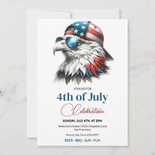 Cool Bald Eagle op 4 juli Kaart (Voorkant)