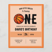 Cool Baller Basketbal Budget 1e Verjaardag Uitnodi (Voorkant)