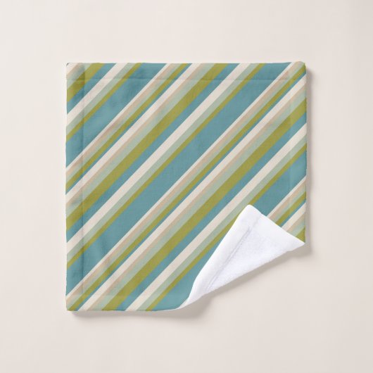Cool Bamboe Blauwgroen Green Stripes Patroon | Mon Bad Handdoek (Wasdoekje)