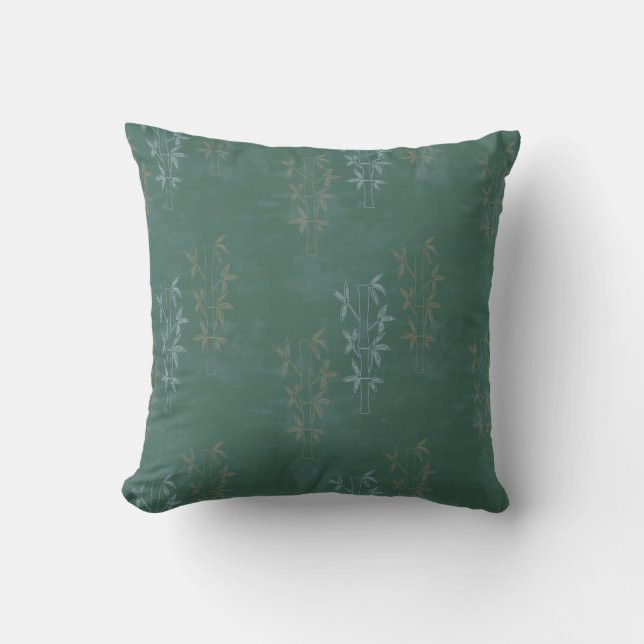 Cool Bamboe Botanische Sage en Blauw Kussen (Voorkant)