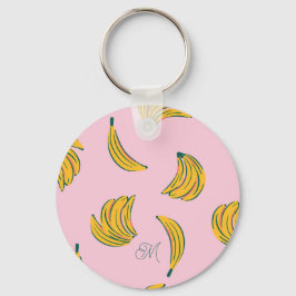Cool Banaan Roze Patroon Sleutelhanger
