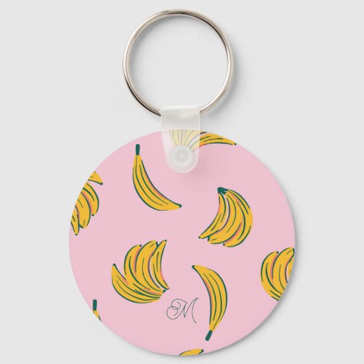 Cool Banaan Roze Patroon Sleutelhanger (Voorkant)