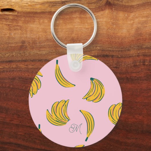 Cool Banaan Roze Patroon Sleutelhanger (Achterkant)