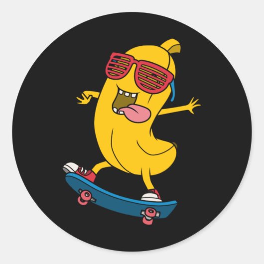 Cool banaan spelen skateboard ronde sticker (Voorkant)