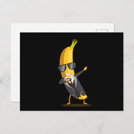 Cool Banana with Suit - Dab Funny Dansling Fruit Briefkaart (Voorkant / Achterkant)