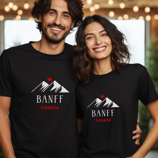 Cool Banff Canada Mountains esdoornblad donkere kl T-shirt