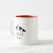 Cool Banff Canada Mountains esdoornblad licht-kleu Tweekleurige Koffiemok (Voorkant links)