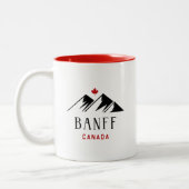 Cool Banff Canada Mountains esdoornblad licht-kleu Tweekleurige Koffiemok (Links)