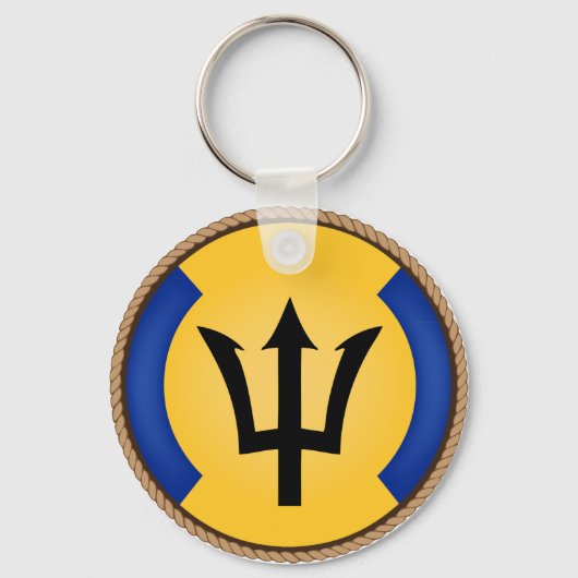 Cool Barbados Vlag Zegel Sleutelhanger (Voorkant)