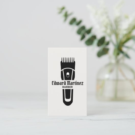 Cool Barber Barbershop Elektrische Haarschaar Visitekaartje (Staand voorkant)