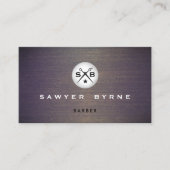 Cool Barber Monogram Scissors Logo Hout Visitekaartje (Voorkant)