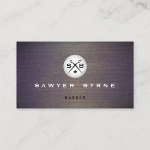 Cool Barber Monogram Scissors Logo Hout Visitekaartje