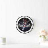 Cool Barber Pole en Crown Logo personalize 2 Ronde Klok (Huis)