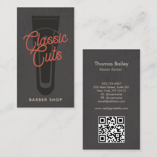 Cool Barber Shop QR Code Visitekaartje