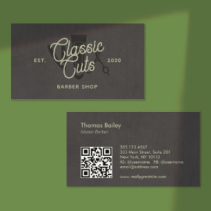 Cool Barber Shop QR Code Visitekaartje