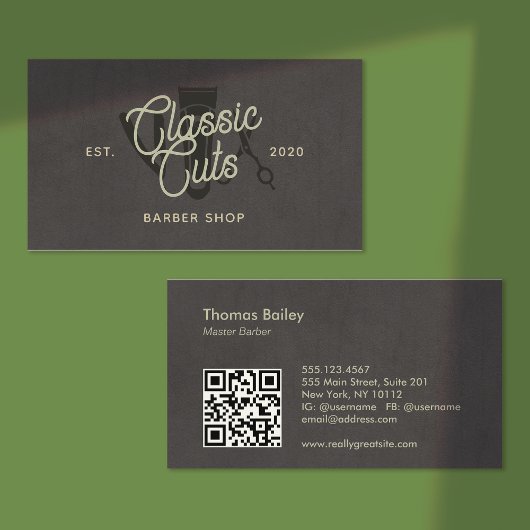 Cool  Barber Shop QR Code Visitekaartje