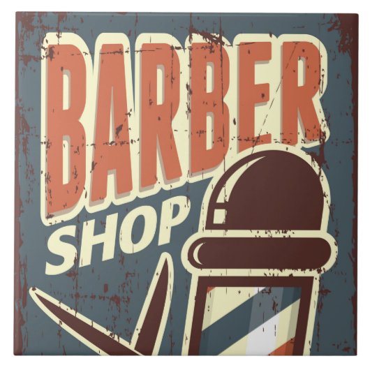 Cool Barber shop retro Tegeltje (Voorkant)