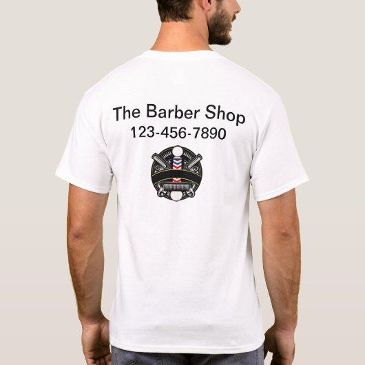 Cool Barber Shop Zakelijk Logo Werk Shirten T-shirt (Achterkant)