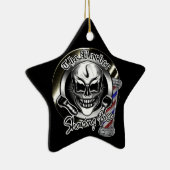 Cool Barber Skull kerstversiering Keramisch Ornament (Rechts)