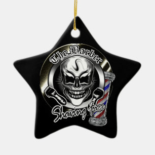 Cool Barber Skull kerstversiering Keramisch Ornament