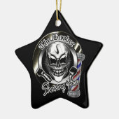 Cool Barber Skull kerstversiering Keramisch Ornament (Links)