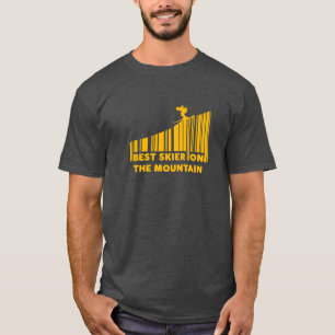 Cool Barcode Design Best Skier On The Mountain  T-shirt