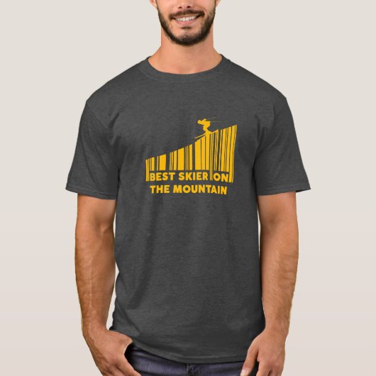 Cool Barcode Design Best Skier On The Mountain  T-shirt (Voorkant)