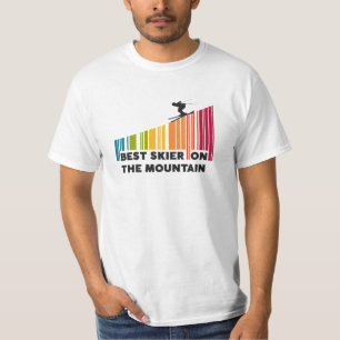 Cool Barcode Design Best Skier On The Mountain  T-shirt
