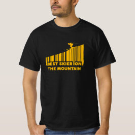 Cool Barcode Design Best Skier On The Mountain  T-shirt
