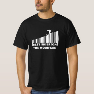 Cool Barcode Design Best Skier On The Mountain  T-shirt