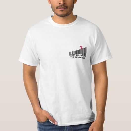 Cool Barcode Design Best Skier On The Mountain  T-shirt (Voorkant)