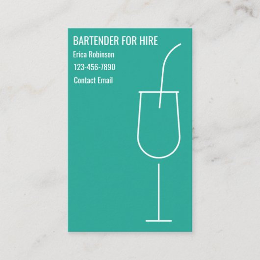Cool Bartender For Hire Business Cards Visitekaartje (Voorkant)