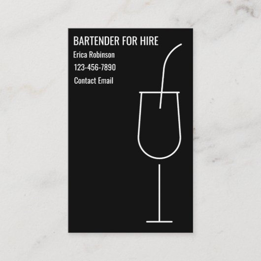Cool Bartender For Hire Business Cards Visitekaartje (Voorkant)