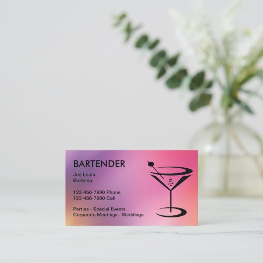 Cool Bartender Visitekaartjes (Staand voorkant)
