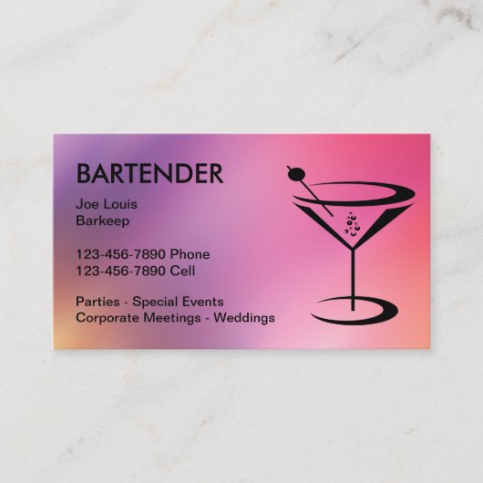 Cool Bartender Visitekaartjes (Voorkant)