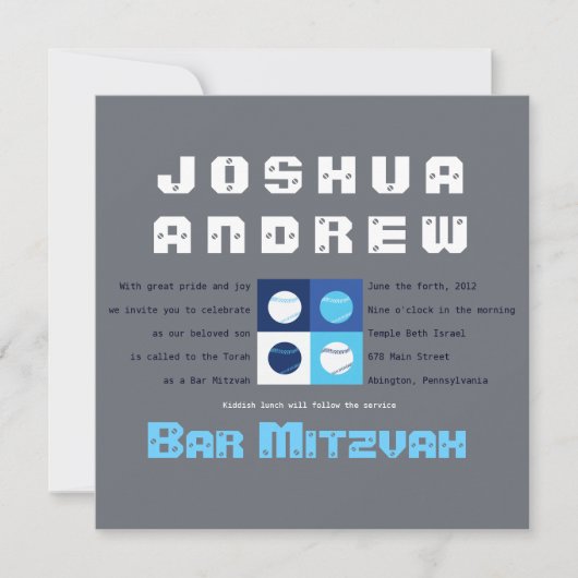 COOL BASEBALL Bar Bat Mitzvah Uitnodiging (Voorkant)