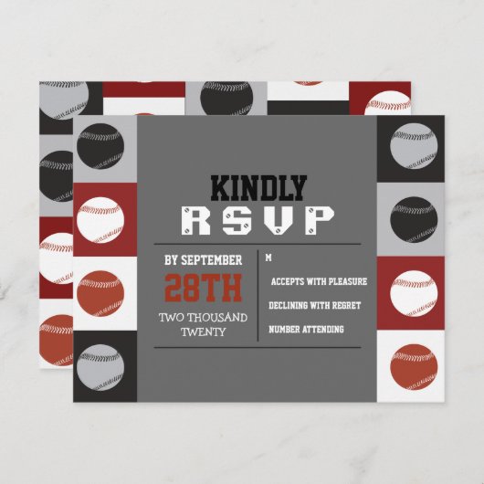 COOL BASEBALL Bar Mitzvah Reply RSVP Card (Voorkant / Achterkant)