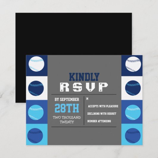 COOL BASEBALL Bar Mitzvah Reply RSVP Card (Voorkant / Achterkant)