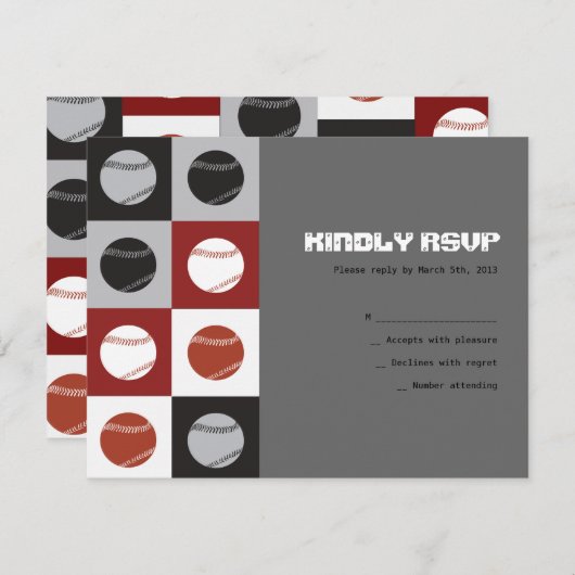 COOL BASEBALL Bar Mitzvah Reply RSVP Card (Voorkant / Achterkant)