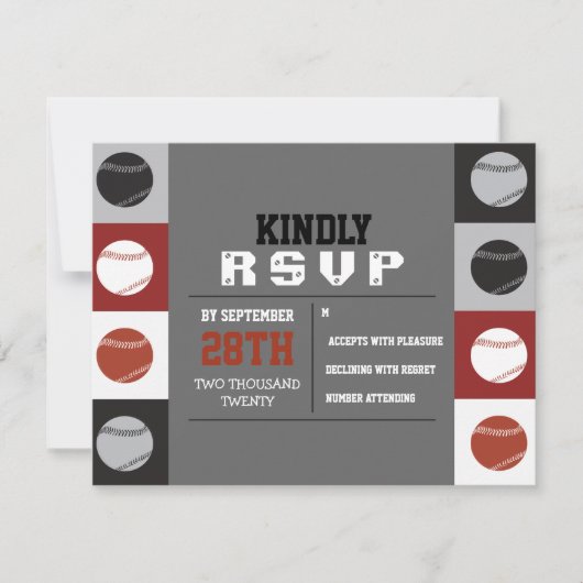 COOL BASEBALL Bar Mitzvah Reply RSVP Card Kaartje (Voorkant)