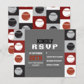 COOL BASEBALL Bar Mitzvah Reply RSVP Card Kaartje (Voorkant / Achterkant)