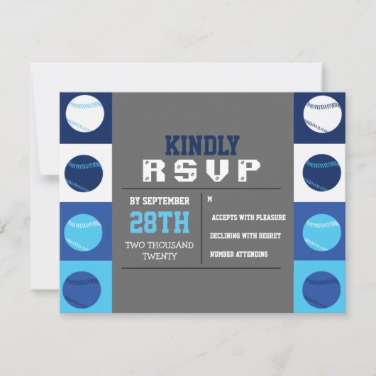 COOL BASEBALL Bar Mitzvah Reply RSVP Card Kaartje (Voorkant)