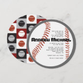 COOL BASEBALL Bar Mitzvah ROUND Invitation Kaart (Voorkant / Achterkant)