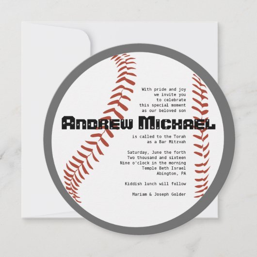 COOL BASEBALL Bar Mitzvah ROUND Invitation Kaart (Voorkant)