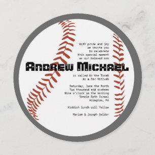 COOL BASEBALL Bar Mitzvah ROUND Invitation Kaart