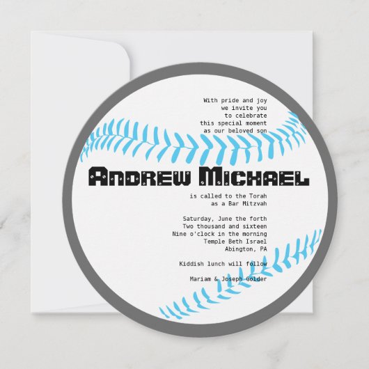 COOL BASEBALL Bar Mitzvah ROUND Invitation Kaart (Voorkant)